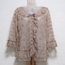 モカローズ刺繍チュールオーバーブラウス