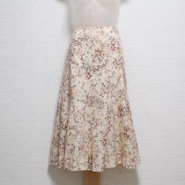 ベージュ薔薇プリント切替えスカート【9号】