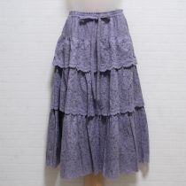 パープルフラワーレース段々スカート