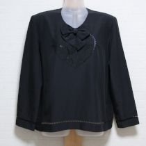 黒ハート刺繍ポリカットワークブラウス