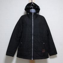 黒ニットフード付き綿入りコート【L】