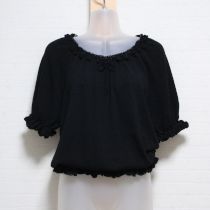 黒花モチーフニットブラウス【M】