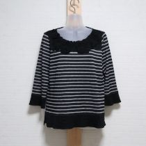 黒花モチーフボーダーカットソー【4(11号)】