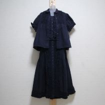 【ゆったり】ネイビーフリルガーゼ3点セット