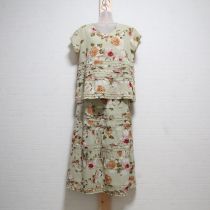 薄荷絵画調薔薇ジョーゼットブラウス&スカート