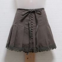 カーキ裾レース使いプリーツタブリエ【L】