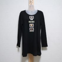黒ワッペン付きカットソーチュニック【L】