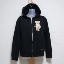 黒リボンテディ刺繍スウェットパーカー【4(L)】