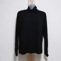 黒レースリボン使いハイネックカットソー【3(9号)】