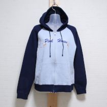 紺×水色チェリーブロッサム刺繍パーカー【4(L)】