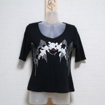 黒花プリントTシャツ【M】
