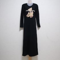 黒コサージュくまプリントカットソーワンピース