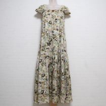 ベージュ系花モチーフキャミワンピース【9号】