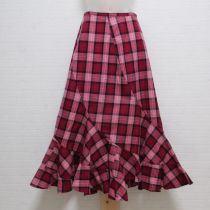 赤系チェックエスカルゴスカート