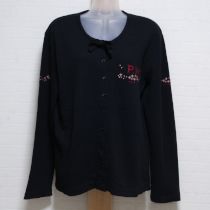 黒花&ロゴ刺繍カットソーカーディガン