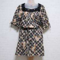 黒系チェックローズチュニック
