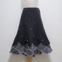 黒パッチワークデニムスカート