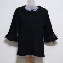 黒ローンフリルカットソーカーディガン【L】