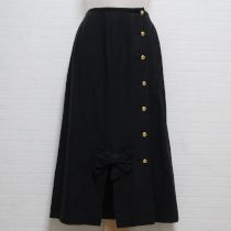 墨黒麻混リボンスカート