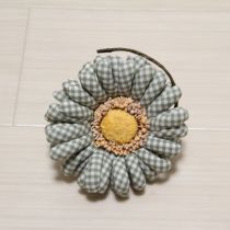 薄荷系ギンガム雛菊コサージュ