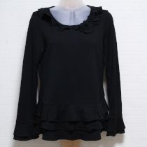 黒花モチーフ段々フリルカットソー【9号】