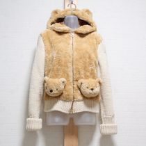 生成くまモチーフニットジャケット
