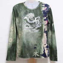 薄荷鯉&龍グラデーション長Tシャツ【M】