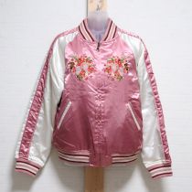 ピンクギンガムうさぎ刺繍スカジャン