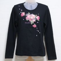 黒薔薇プリント長Tシャツ【L】