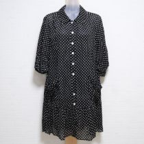 黒ドット麻ブレンドチュニックワンピース【9号】