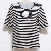 黒×ベージュスパンコールリボンカメリアTシャツ【9号】