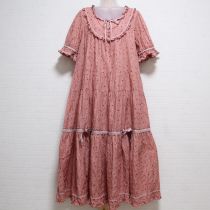 ピンク小花エンブロイダリーワンピース