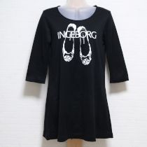 黒シューズプリントカットソーチュニック【9号】