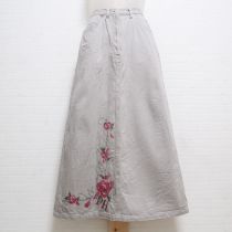 グレー薔薇刺繍デニムスカート【M】