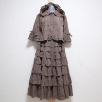 カーキ系オリチェブラウス&段々スカート