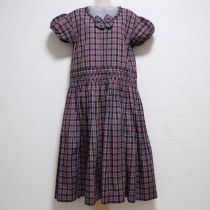 黒系チェック倒しタックワンピース