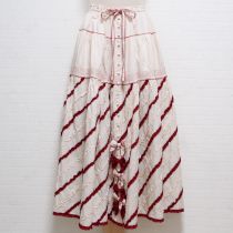 生成×赤配色ピコフリルリボン使いローンスカート