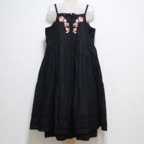 黒イングリッシュローズ刺繍レイヤーキャミワンピース