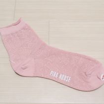 ピンク薔薇透かしソックス
