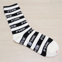 白×黒ロゴボーダーソックス