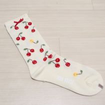 生成チェリー柄ソックス