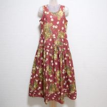 ピンク薔薇と葡萄ノースリワンピース