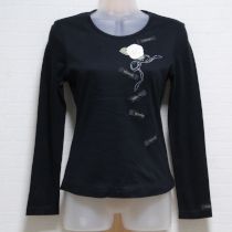 黒カメリアプリント長Tシャツ【9号】