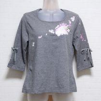 グレーライラック七分袖カットソー【L】