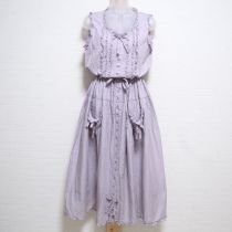 パープル×白水玉ローンワンピース