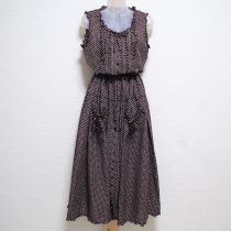 こげ茶×白水玉ローンワンピース