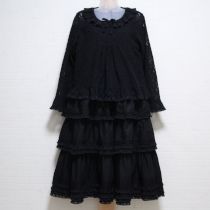黒フラワーレースセットアップ段々ワンピース