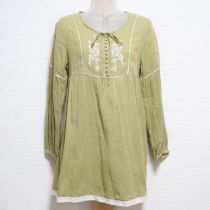 薄荷レースブレード使い花刺繍入りチュニック