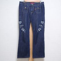 紺薔薇刺繍デニムパンツ【L】