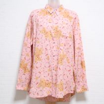 ピンク花くまプリントシャツ